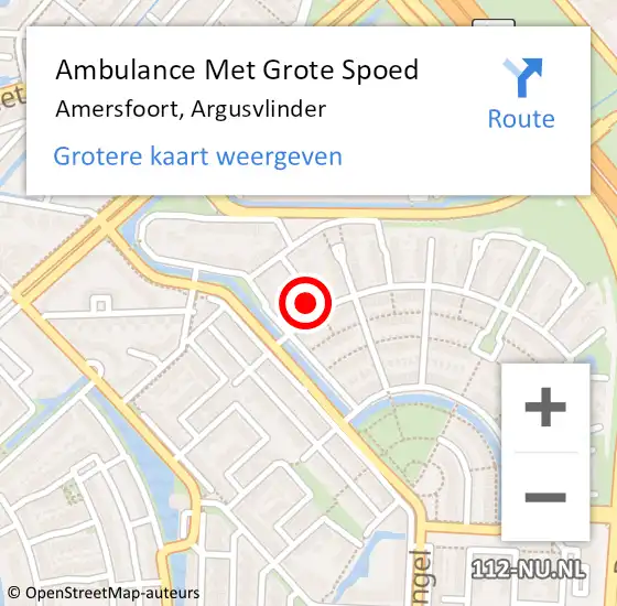 Locatie op kaart van de 112 melding: Ambulance Met Grote Spoed Naar Amersfoort, Argusvlinder op 2 mei 2017 04:09