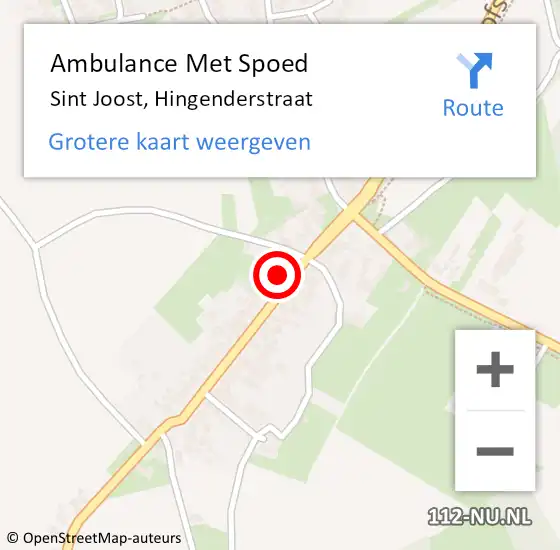 Locatie op kaart van de 112 melding: Ambulance Met Spoed Naar Sint Joost, Hingenderstraat op 2 mei 2017 04:26