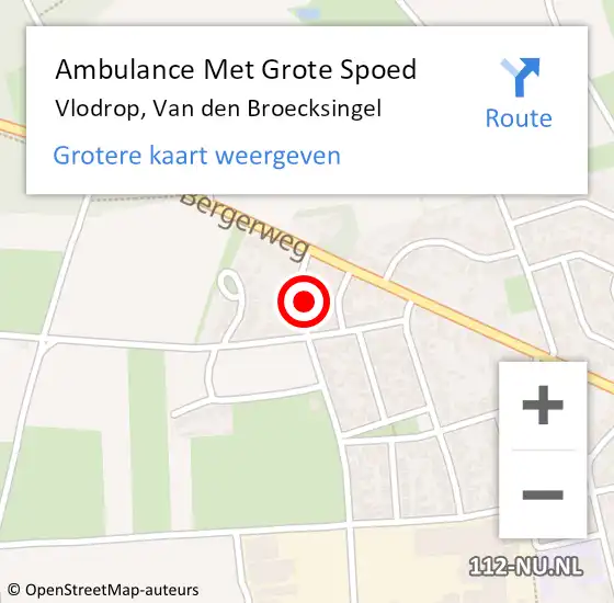 Locatie op kaart van de 112 melding: Ambulance Met Grote Spoed Naar Vlodrop, Van den Broecksingel op 2 mei 2017 04:45