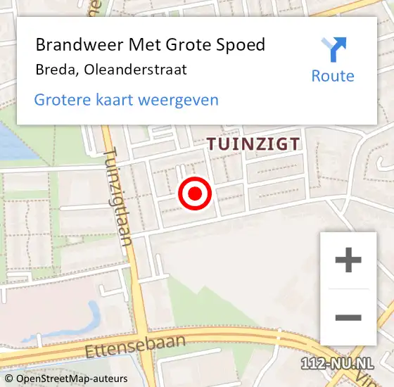 Locatie op kaart van de 112 melding: Brandweer Met Grote Spoed Naar Breda, Oleanderstraat op 2 mei 2017 05:24