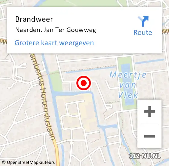 Locatie op kaart van de 112 melding: Brandweer Naarden, Jan Ter Gouwweg op 2 mei 2017 05:41