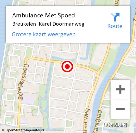 Locatie op kaart van de 112 melding: Ambulance Met Spoed Naar Breukelen, Karel Doormanweg op 2 mei 2017 06:41