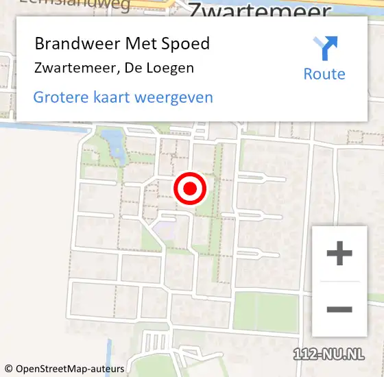 Locatie op kaart van de 112 melding: Brandweer Met Spoed Naar Zwartemeer, De Loegen op 2 mei 2017 06:58