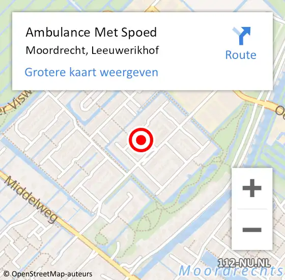 Locatie op kaart van de 112 melding: Ambulance Met Spoed Naar Moordrecht, Leeuwerikhof op 2 mei 2017 07:30