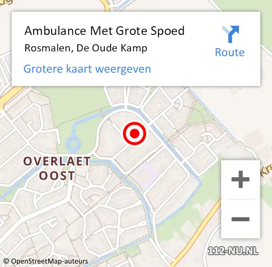 Locatie op kaart van de 112 melding: Ambulance Met Grote Spoed Naar Rosmalen, De Oude Kamp op 2 mei 2017 07:35