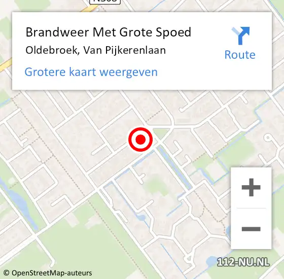 Locatie op kaart van de 112 melding: Brandweer Met Grote Spoed Naar Oldebroek, Van Pijkerenlaan op 2 mei 2017 07:44