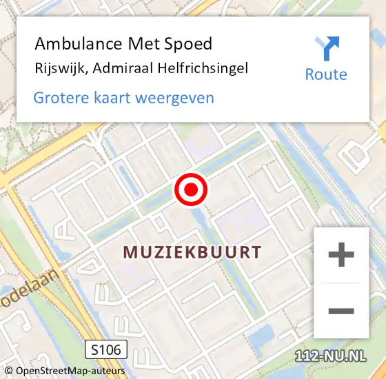 Locatie op kaart van de 112 melding: Ambulance Met Spoed Naar Rijswijk, Admiraal Helfrichsingel op 2 mei 2017 08:13