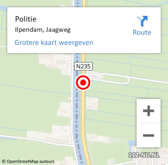 Locatie op kaart van de 112 melding: Politie Ilpendam, Jaagweg op 2 mei 2017 08:51