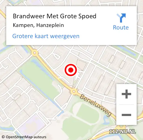 Locatie op kaart van de 112 melding: Brandweer Met Grote Spoed Naar Kampen, Hanzeplein op 2 mei 2017 09:11