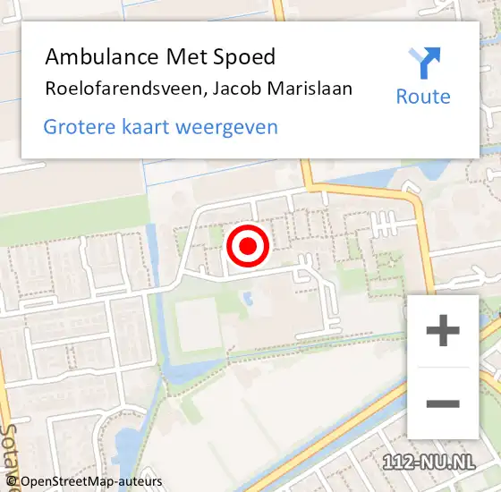 Locatie op kaart van de 112 melding: Ambulance Met Spoed Naar Roelofarendsveen, Jacob Marislaan op 2 mei 2017 09:28