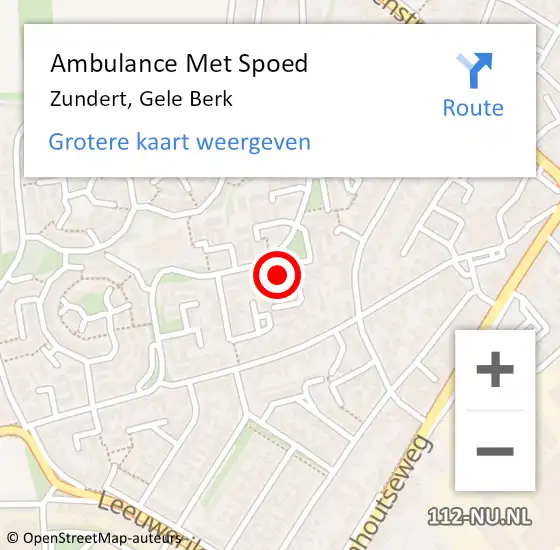 Locatie op kaart van de 112 melding: Ambulance Met Spoed Naar Zundert, Gele Berk op 2 mei 2017 09:48