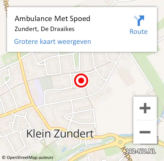 Locatie op kaart van de 112 melding: Ambulance Met Spoed Naar Zundert, De Draaikes op 2 mei 2017 10:15