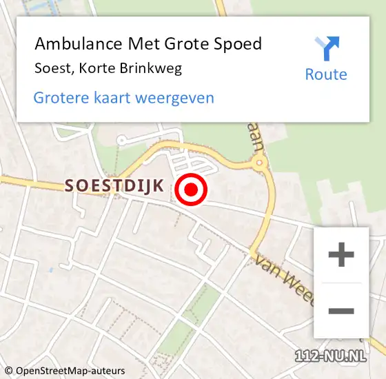 Locatie op kaart van de 112 melding: Ambulance Met Grote Spoed Naar Soest, Korte Brinkweg op 2 mei 2017 10:16