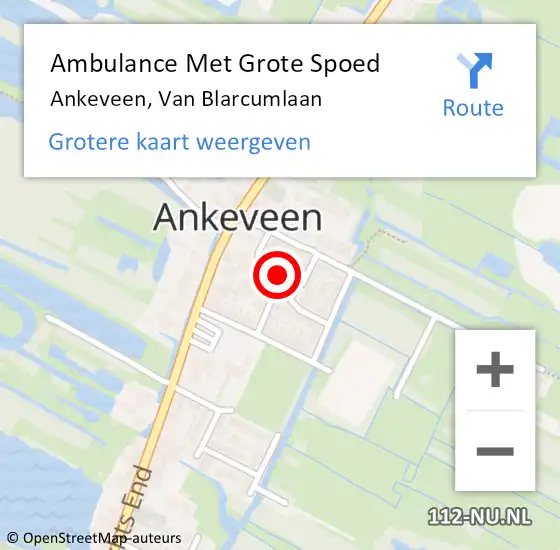 Locatie op kaart van de 112 melding: Ambulance Met Grote Spoed Naar Ankeveen, Van Blarcumlaan op 19 januari 2014 03:30