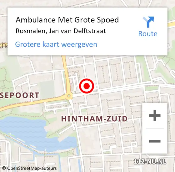 Locatie op kaart van de 112 melding: Ambulance Met Grote Spoed Naar Rosmalen, Jan van Delftstraat op 2 mei 2017 10:32