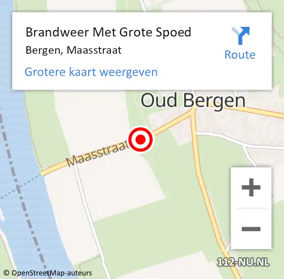 Locatie op kaart van de 112 melding: Brandweer Met Grote Spoed Naar Bergen, Maasstraat op 2 mei 2017 10:44