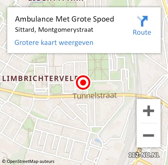 Locatie op kaart van de 112 melding: Ambulance Met Grote Spoed Naar Sittard, Montgomerystraat op 19 januari 2014 04:07