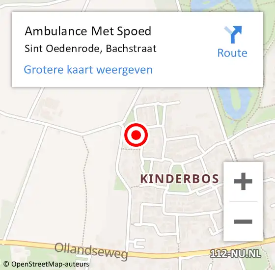 Locatie op kaart van de 112 melding: Ambulance Met Spoed Naar Sint Oedenrode, Bachstraat op 2 mei 2017 12:11