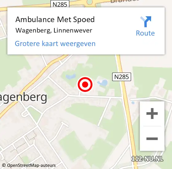 Locatie op kaart van de 112 melding: Ambulance Met Spoed Naar Wagenberg, Linnenwever op 19 januari 2014 04:12