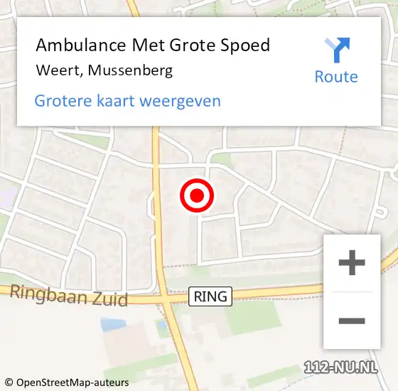 Locatie op kaart van de 112 melding: Ambulance Met Grote Spoed Naar Weert, Mussenberg op 2 mei 2017 12:54