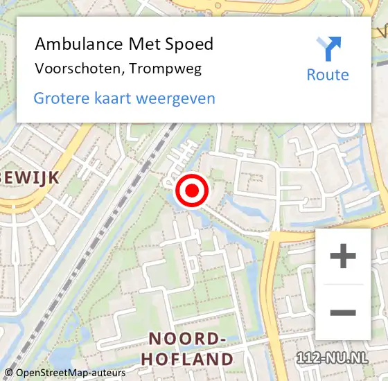 Locatie op kaart van de 112 melding: Ambulance Met Spoed Naar Voorschoten, Trompweg op 2 mei 2017 12:58