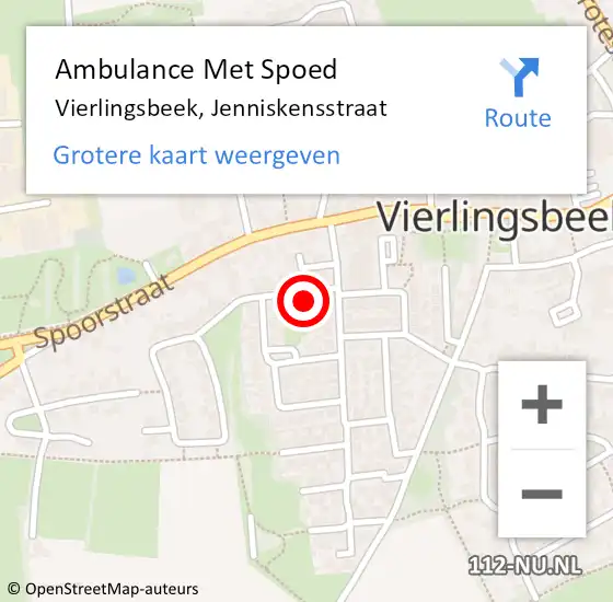 Locatie op kaart van de 112 melding: Ambulance Met Spoed Naar Vierlingsbeek, Jenniskensstraat op 2 mei 2017 13:01