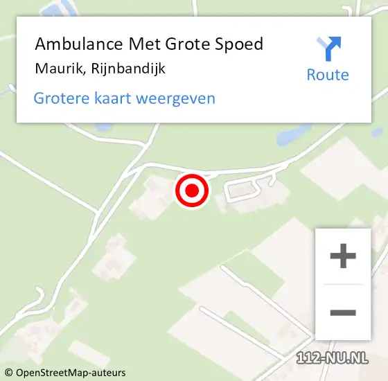 Locatie op kaart van de 112 melding: Ambulance Met Grote Spoed Naar Maurik, Rijnbandijk op 19 januari 2014 04:28