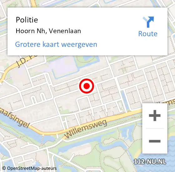 Locatie op kaart van de 112 melding: Politie Hoorn Nh, Venenlaan op 2 mei 2017 15:27