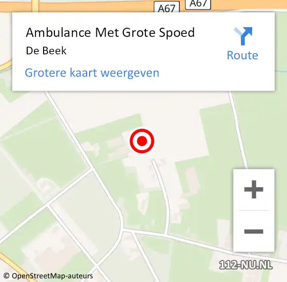 Locatie op kaart van de 112 melding: Ambulance Met Grote Spoed Naar De Beek op 2 mei 2017 16:14