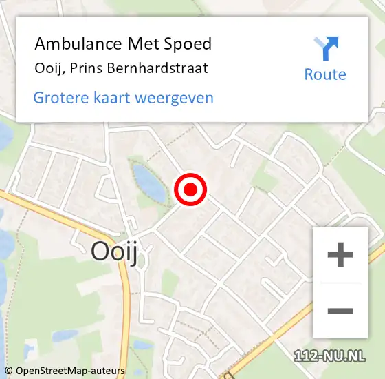 Locatie op kaart van de 112 melding: Ambulance Met Spoed Naar Ooij, Prins Bernhardstraat op 2 mei 2017 16:22