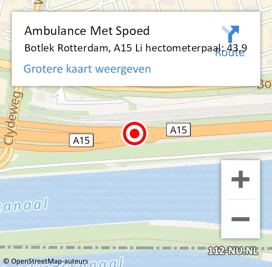 Locatie op kaart van de 112 melding: Ambulance Met Spoed Naar Botlek Rotterdam, A15 R hectometerpaal: 40,0 op 2 mei 2017 17:14