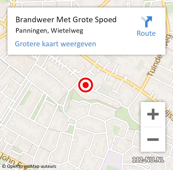 Locatie op kaart van de 112 melding: Brandweer Met Grote Spoed Naar Panningen, Wietelweg op 2 mei 2017 17:26