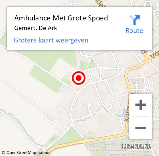 Locatie op kaart van de 112 melding: Ambulance Met Grote Spoed Naar Gemert, De Ark op 2 mei 2017 17:48