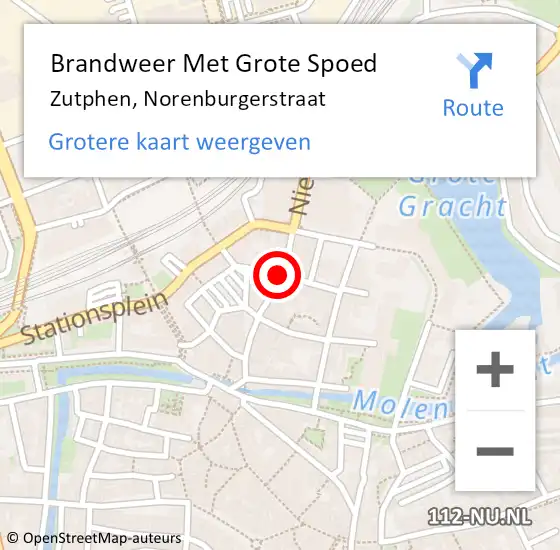 Locatie op kaart van de 112 melding: Brandweer Met Grote Spoed Naar Zutphen, Norenburgerstraat op 2 mei 2017 18:51