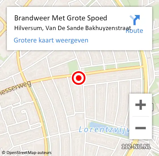 Locatie op kaart van de 112 melding: Brandweer Met Grote Spoed Naar Hilversum, Van De Sande Bakhuyzenstraat op 2 mei 2017 19:19