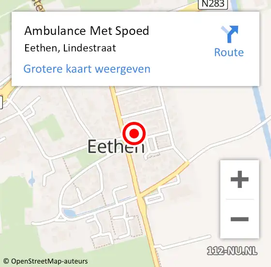 Locatie op kaart van de 112 melding: Ambulance Met Spoed Naar Eethen, Lindestraat op 2 mei 2017 20:17