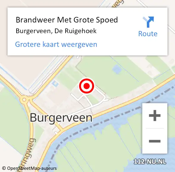 Locatie op kaart van de 112 melding: Brandweer Met Grote Spoed Naar Burgerveen, De Ruigehoek op 19 januari 2014 06:44