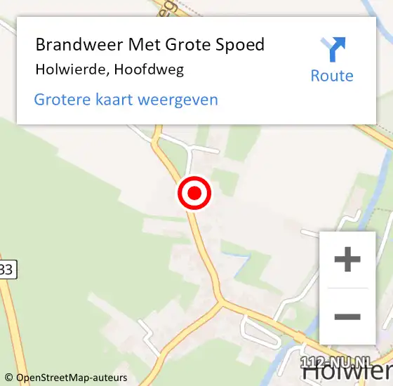 Locatie op kaart van de 112 melding: Brandweer Met Grote Spoed Naar Holwierde, Hoofdweg op 2 mei 2017 22:03