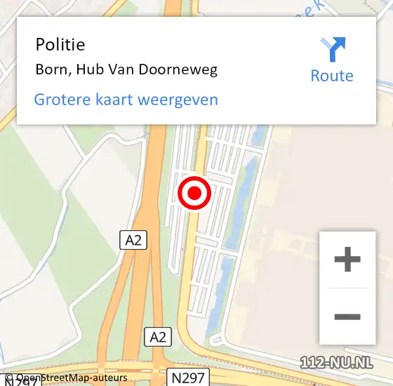 Locatie op kaart van de 112 melding: Politie Born, Hub Van Doorneweg op 3 mei 2017 00:07