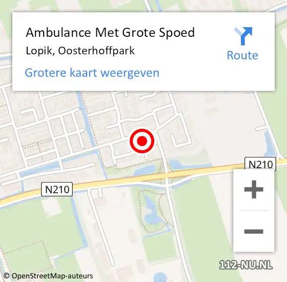 Locatie op kaart van de 112 melding: Ambulance Met Grote Spoed Naar Lopik, Oosterhoffpark op 3 mei 2017 03:06