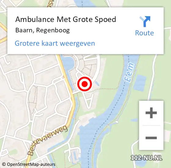 Locatie op kaart van de 112 melding: Ambulance Met Grote Spoed Naar Baarn, Regenboog op 3 mei 2017 03:42