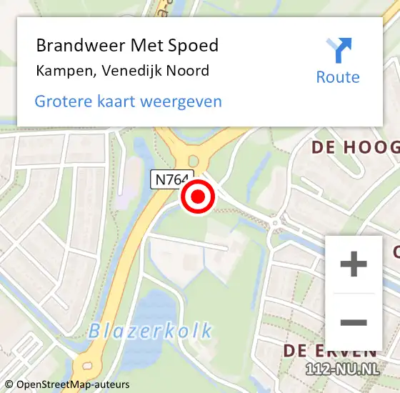 Locatie op kaart van de 112 melding: Brandweer Met Spoed Naar Kampen, Venedijk Noord op 3 mei 2017 07:43