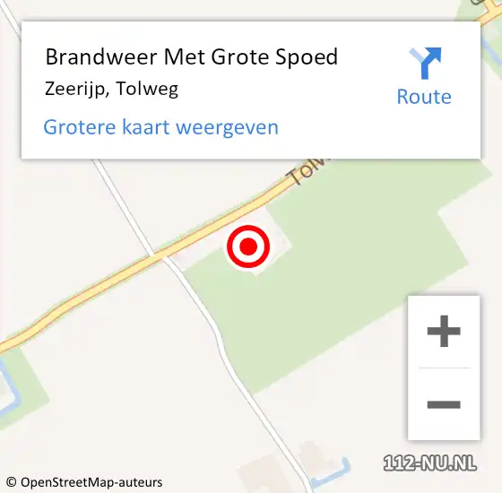 Locatie op kaart van de 112 melding: Brandweer Met Grote Spoed Naar Zeerijp, Tolweg op 3 mei 2017 07:59