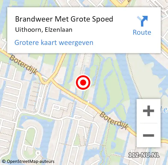 Locatie op kaart van de 112 melding: Brandweer Met Grote Spoed Naar Uithoorn, Elzenlaan op 3 mei 2017 08:02