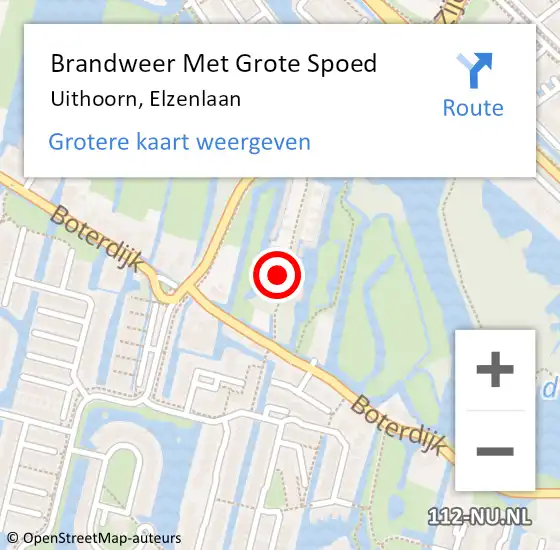 Locatie op kaart van de 112 melding: Brandweer Met Grote Spoed Naar Uithoorn, Elzenlaan op 3 mei 2017 08:04