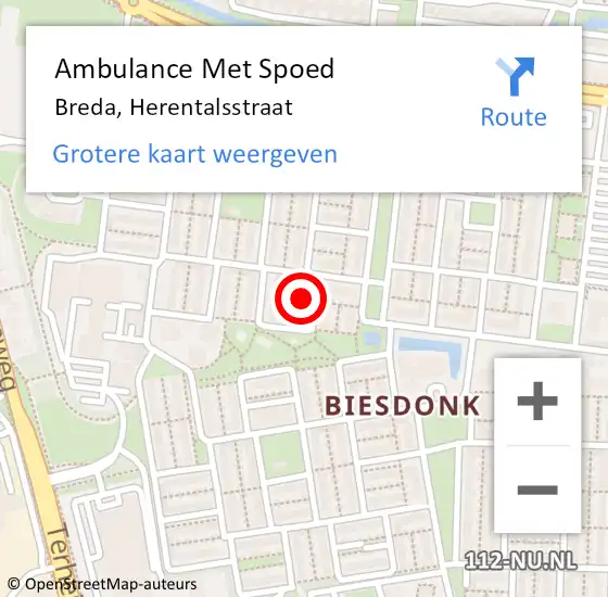 Locatie op kaart van de 112 melding: Ambulance Met Spoed Naar Breda, Herentalsstraat op 3 mei 2017 08:29