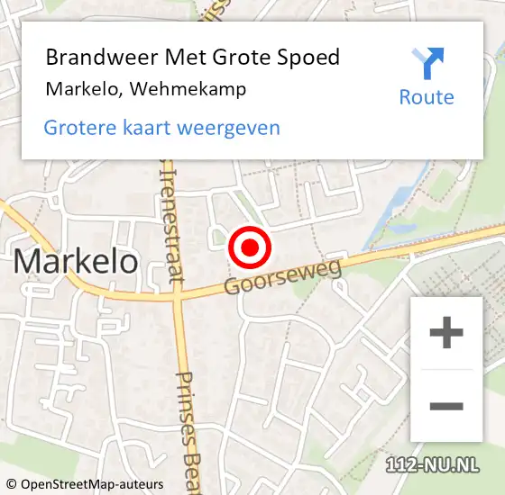 Locatie op kaart van de 112 melding: Brandweer Met Grote Spoed Naar Markelo, Wehmekamp op 3 mei 2017 09:14