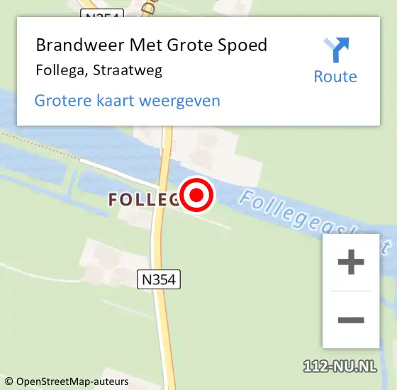 Locatie op kaart van de 112 melding: Brandweer Met Grote Spoed Naar Follega, Straatweg op 3 mei 2017 10:02