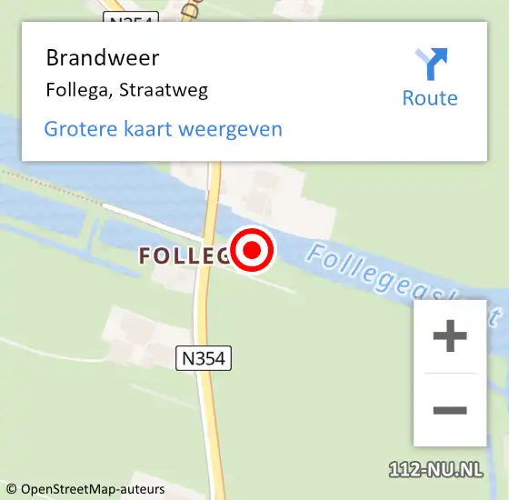 Locatie op kaart van de 112 melding: Brandweer Follega, Straatweg op 3 mei 2017 10:04