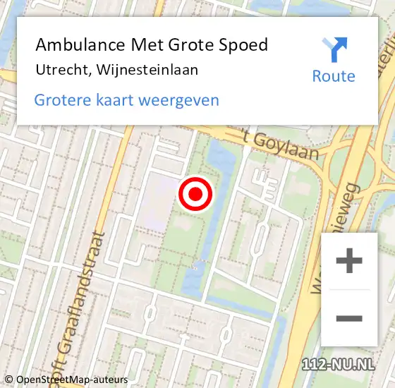 Locatie op kaart van de 112 melding: Ambulance Met Grote Spoed Naar Utrecht, Wijnesteinlaan op 3 mei 2017 10:04